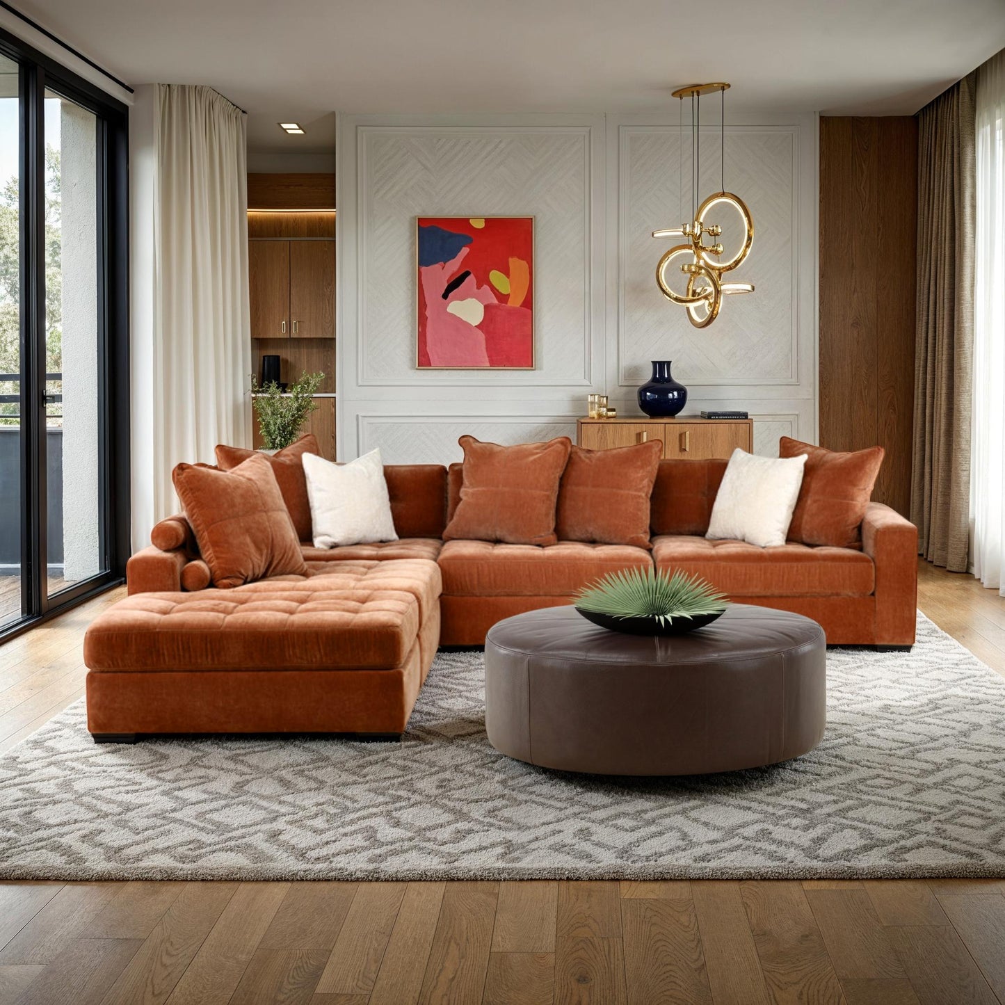 Kennedy Leather Cocktail Ottoman