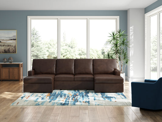 Ashley Modern Day 3-Piece Leather Sectional with Double Chaise - alternate view