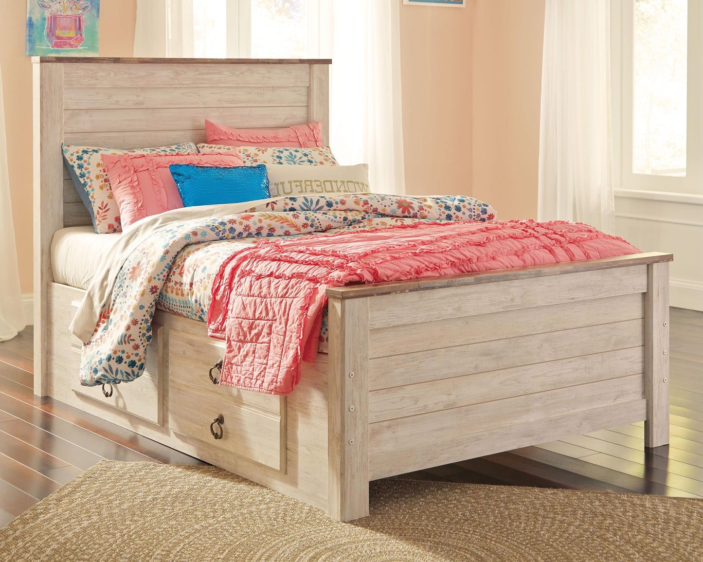 Willowton Panel Bed with 2 Storage Drawers