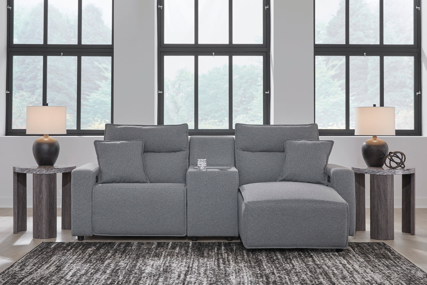 Ashley ModMax II 3-Piece Next-Gen Nuvella™ Performance Fabric Dual Power Reclining Modular Sectional with Chaise and Console