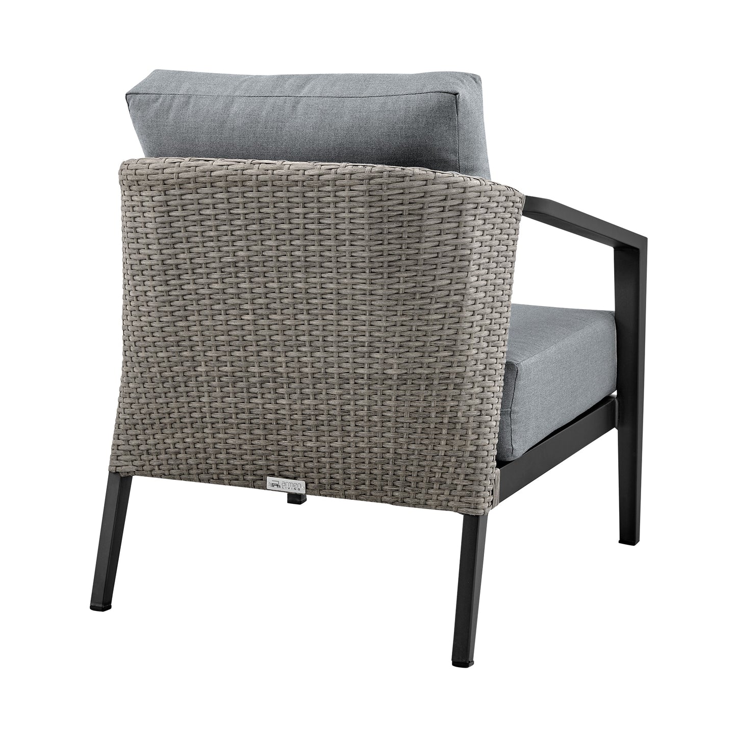 Aileen Outdoor Patio 4-Piece Lounge Set in Aluminum and Wicker with Gr