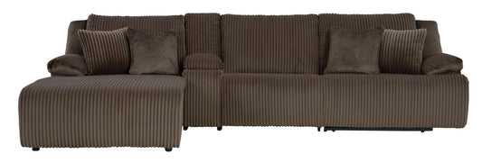 Ashley Top Tier 4-Piece Reclining Sectional with Chaise Chocolate Left-Facing - alternate view