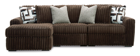 Ashley Midnight-Madness 3-Piece Sectional with Chaise Chocolate Left-Facing - alternate view
