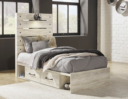 Cambeck Twin Panel Bed with 2 Storage Drawers and 2 Cubbies - alternate view