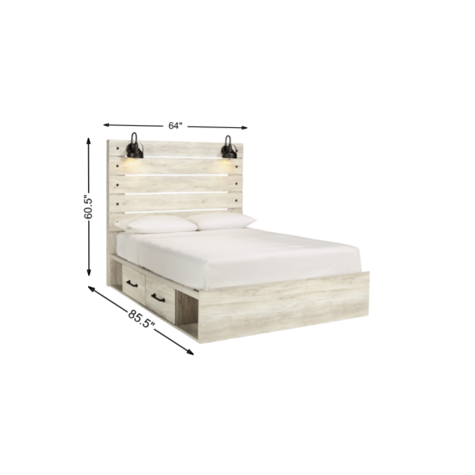 Cambeck Queen Panel Bed with 2 Storage Drawers and 2 Cubbies