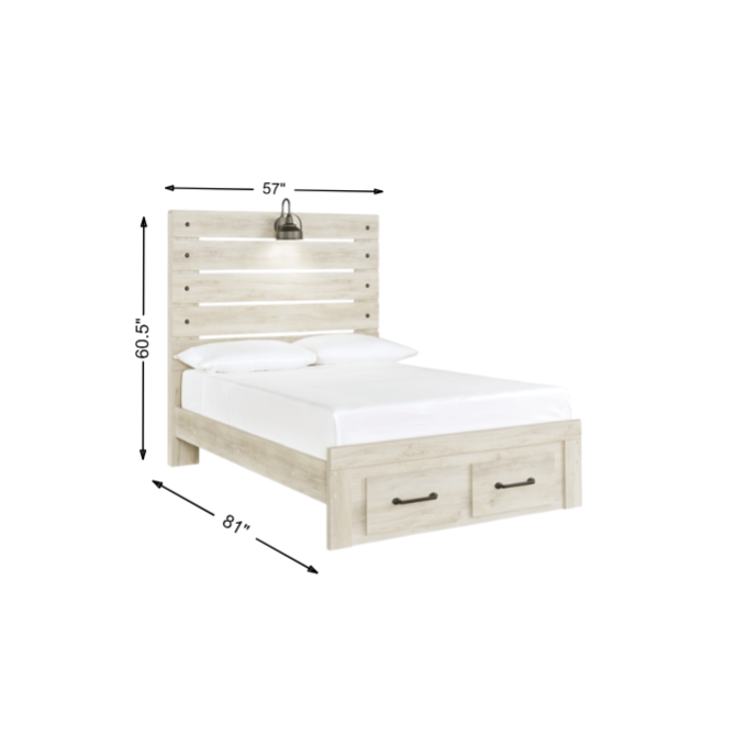 Cambeck Full Panel Bed with 2 Storage Drawers