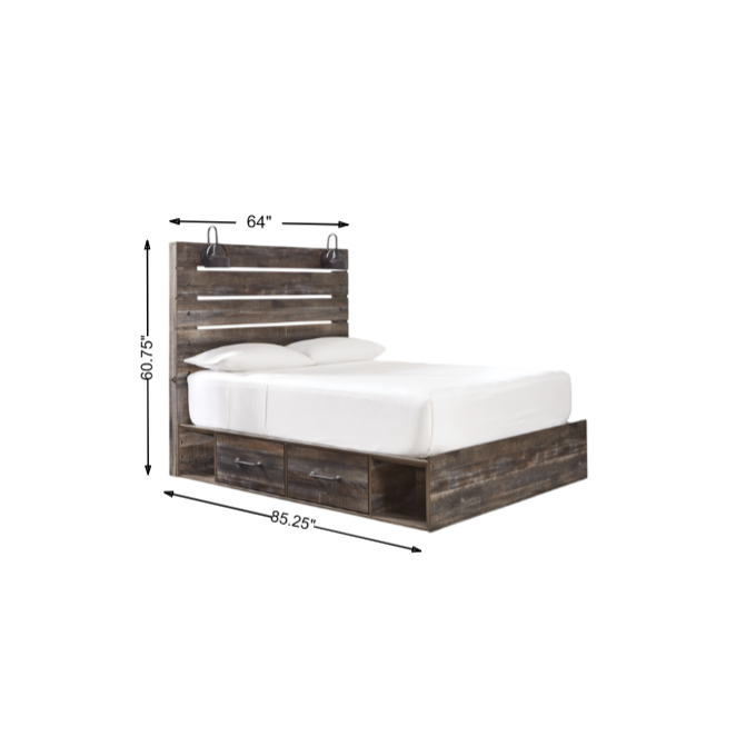 Drystan Queen Panel Bed with 4 Storage Drawers and 4 Cubbies