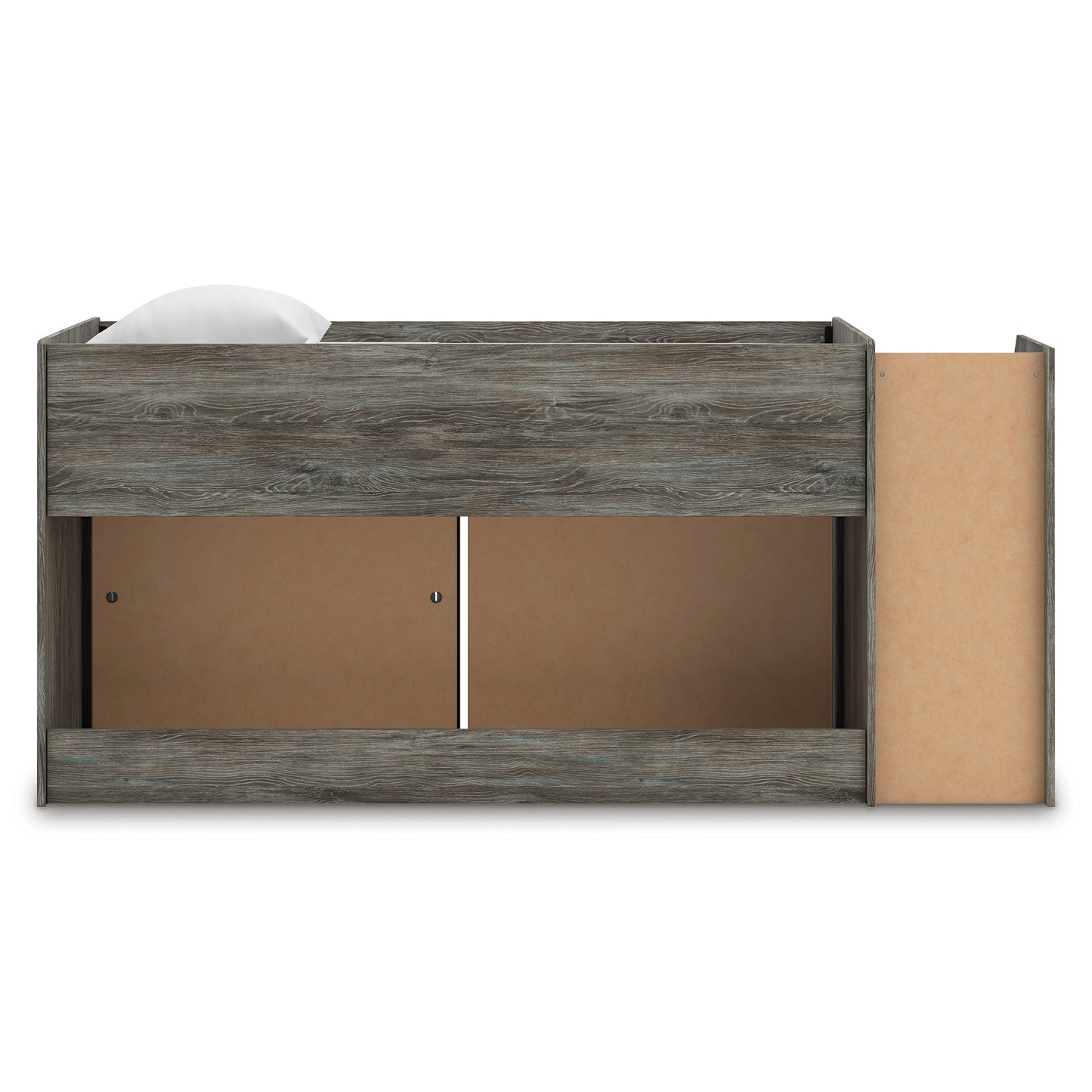 Frandern Twin Loft Bed with Bookcase and Drawer Storage