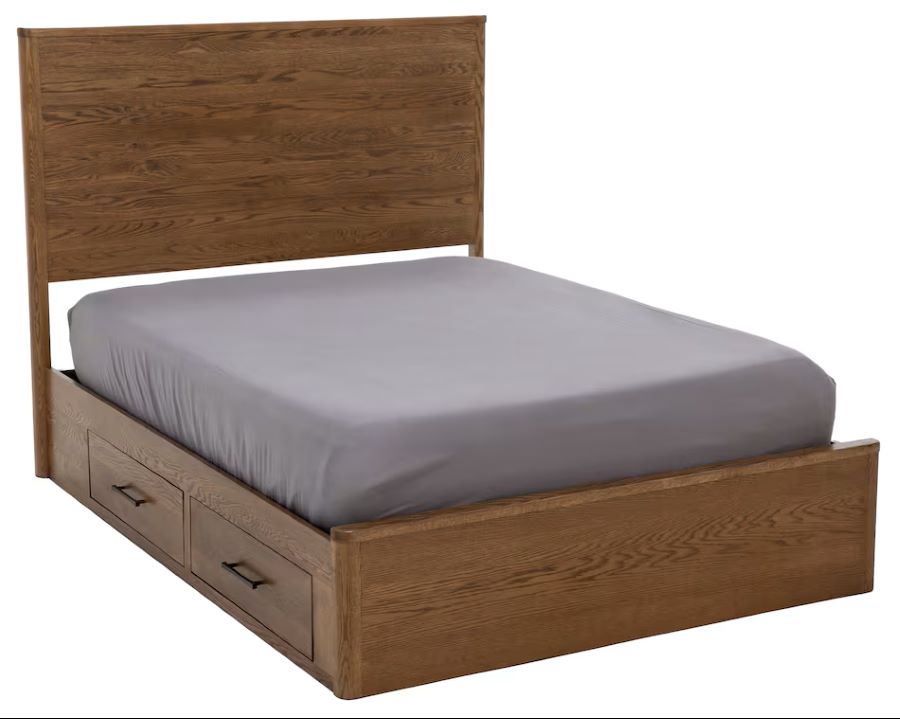 Modern Oak Queen Storage Bed