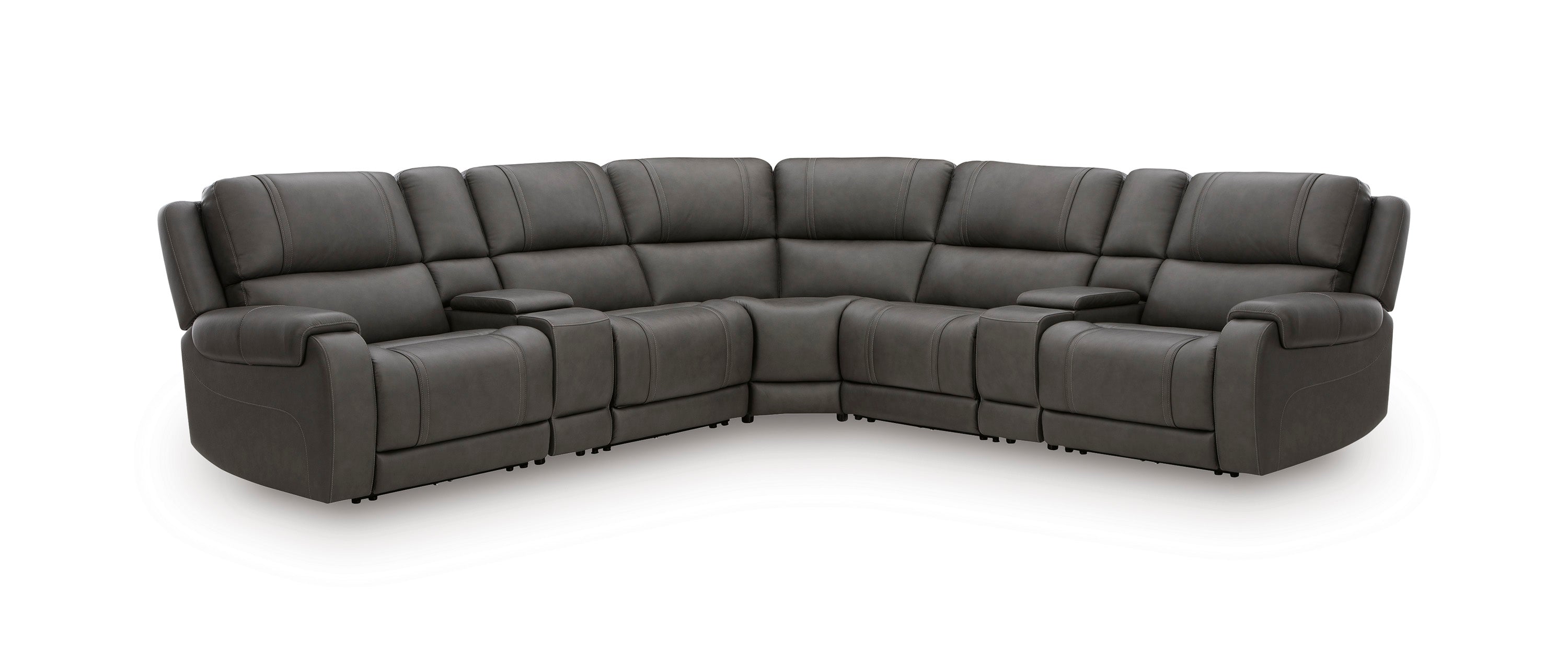 Ashley 5Z-Harrenhurst 7-Piece Leather Dual Power Reclining Modular