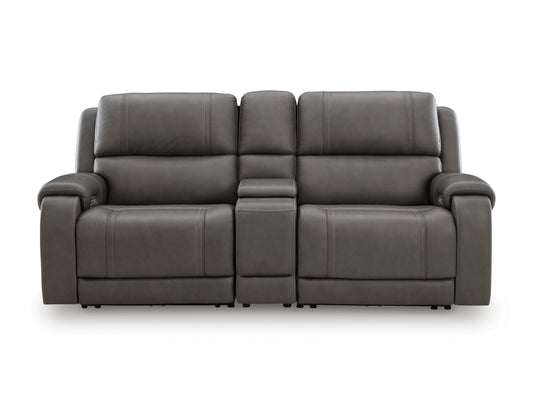 Ashley 5Z-Harrenhurst 3-Piece Leather Dual Power Reclining Modular Loveseat with Console - alternate view