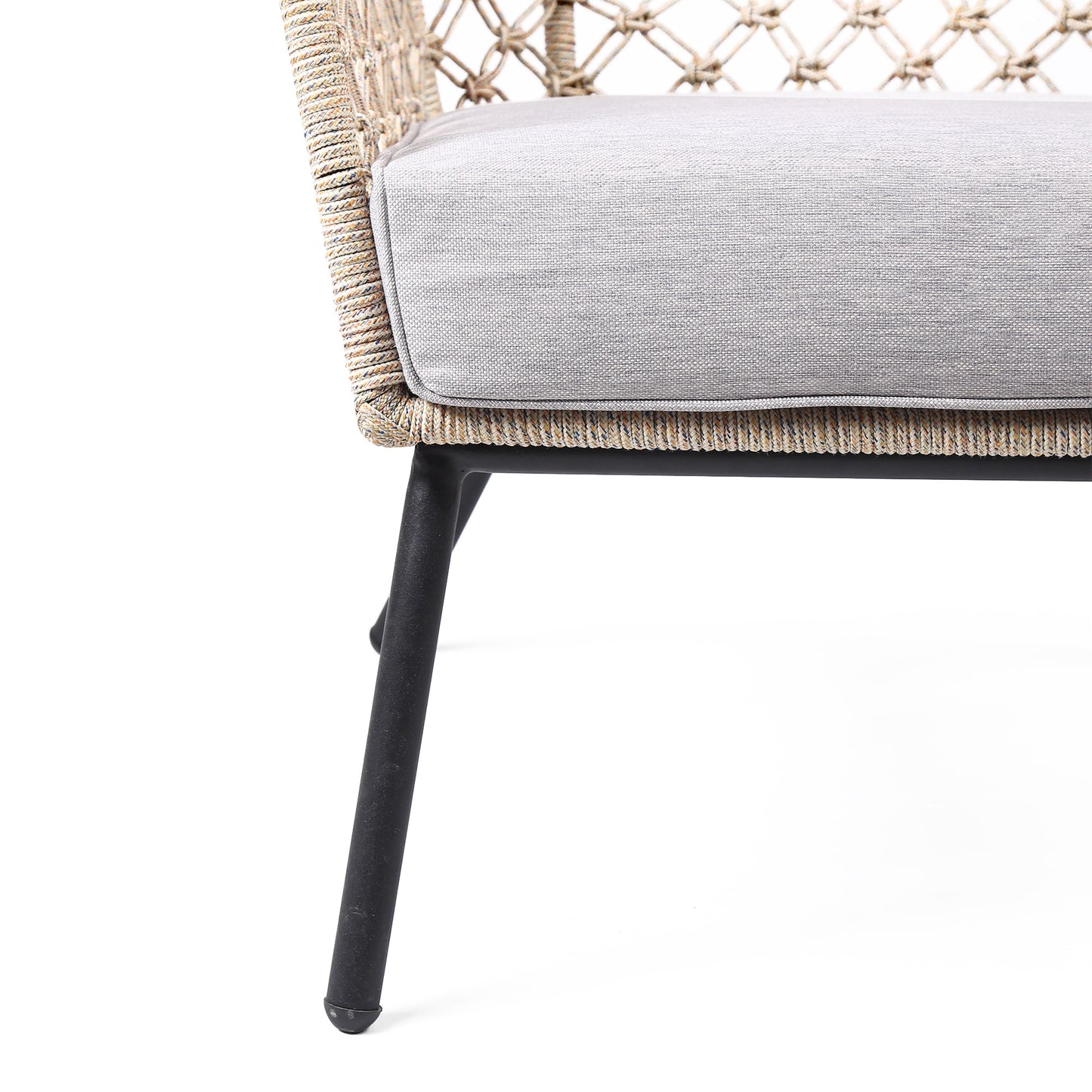 Marco Indoor Outdoor Steel Lounge Chair with Natural Springs Rope and