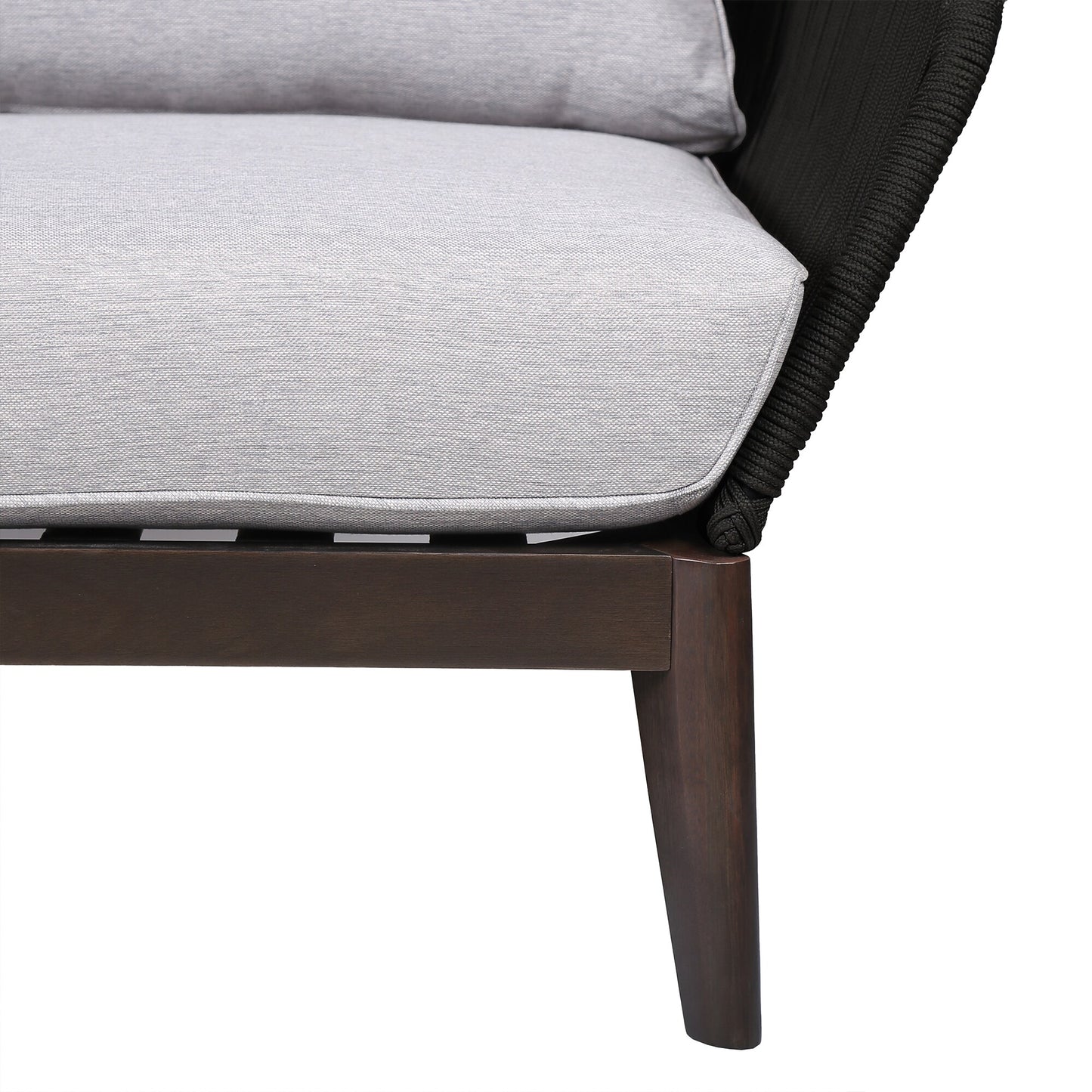 Athos Indoor Outdoor Club Chair in Dark Eucalyptus Wood with Charcoal