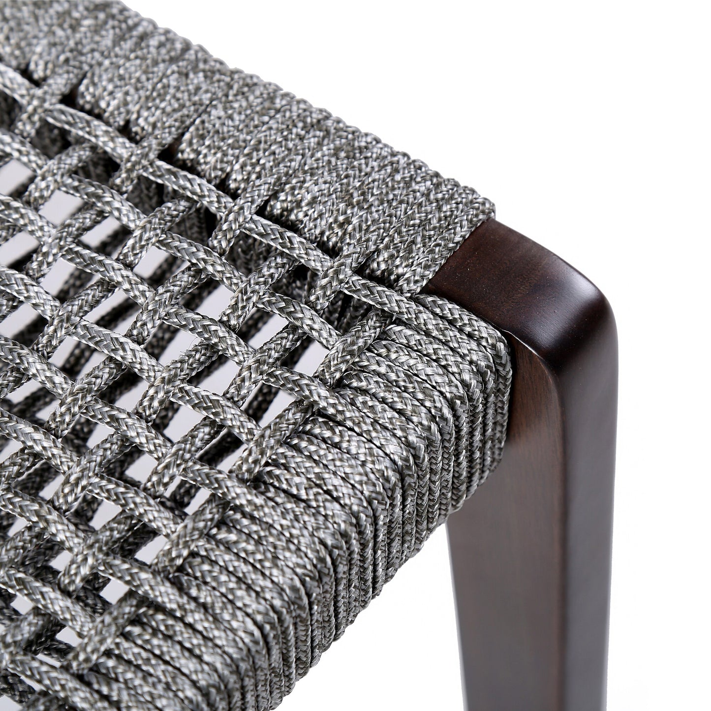 Nabila Outdoor Dark Eucalyptus Wood and Gray Rope Dining Chairs (Set of 2)