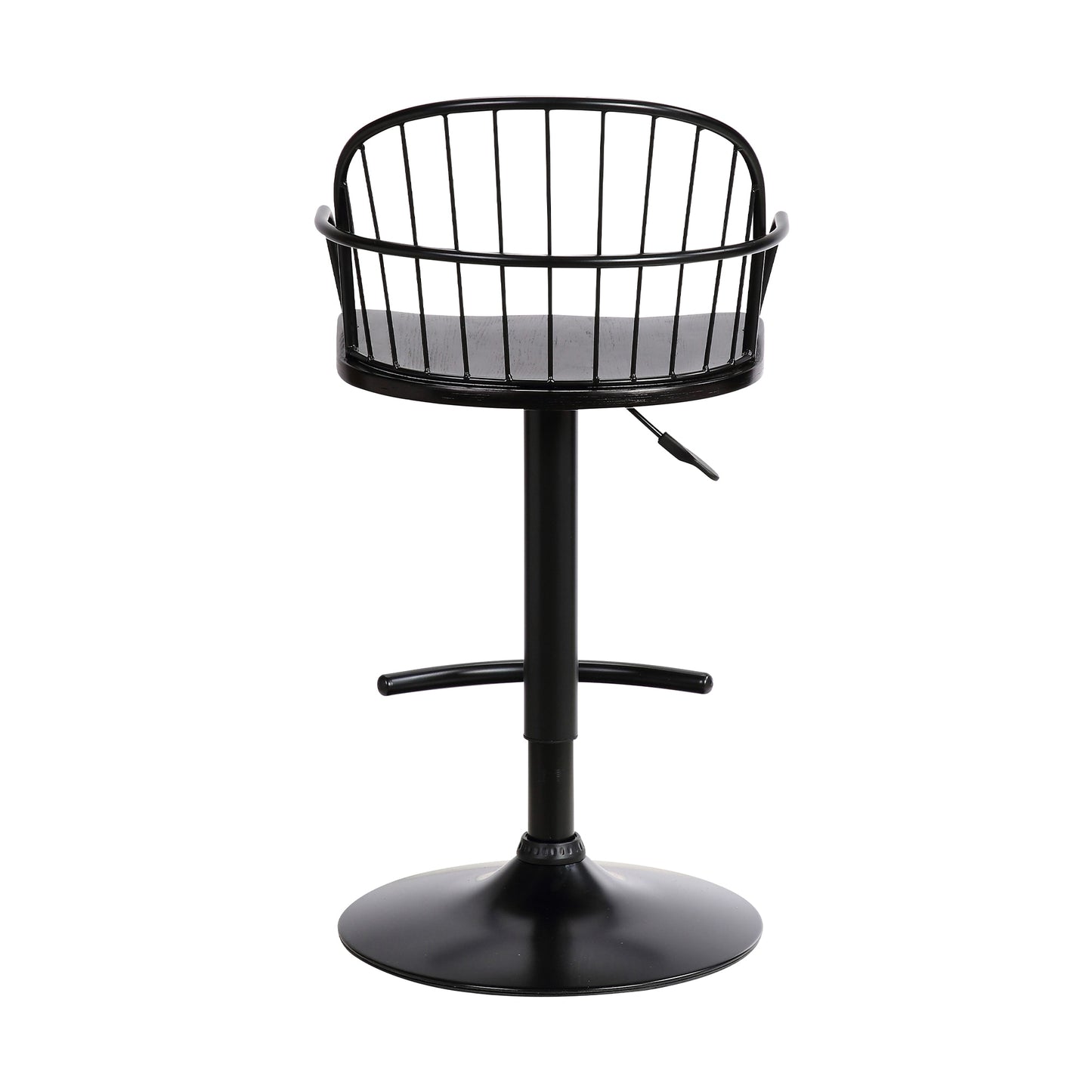 Edward Adjustable Black Wood and Metal Barstool
