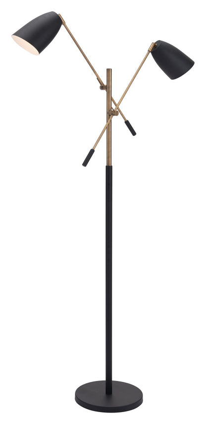 Tanner Floor Lamp Black & Brass