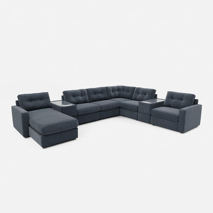 Modular One Left Facing 8-Piece Sectional with E-Console - Navy