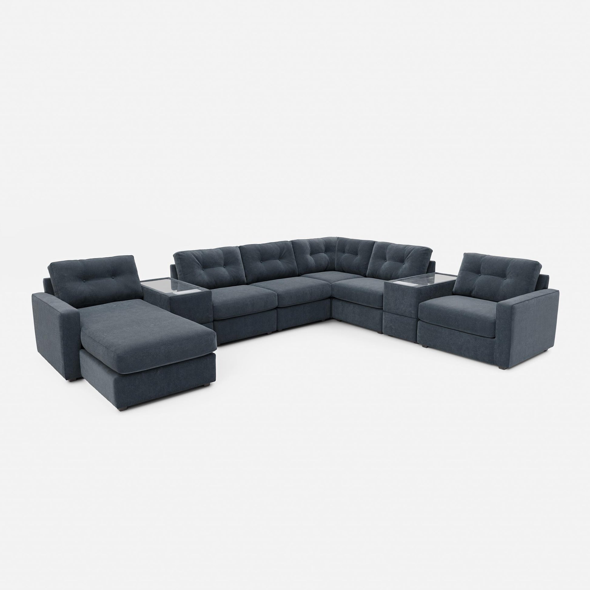 Modular One 8-Piece Sectional Chaise with E-Console