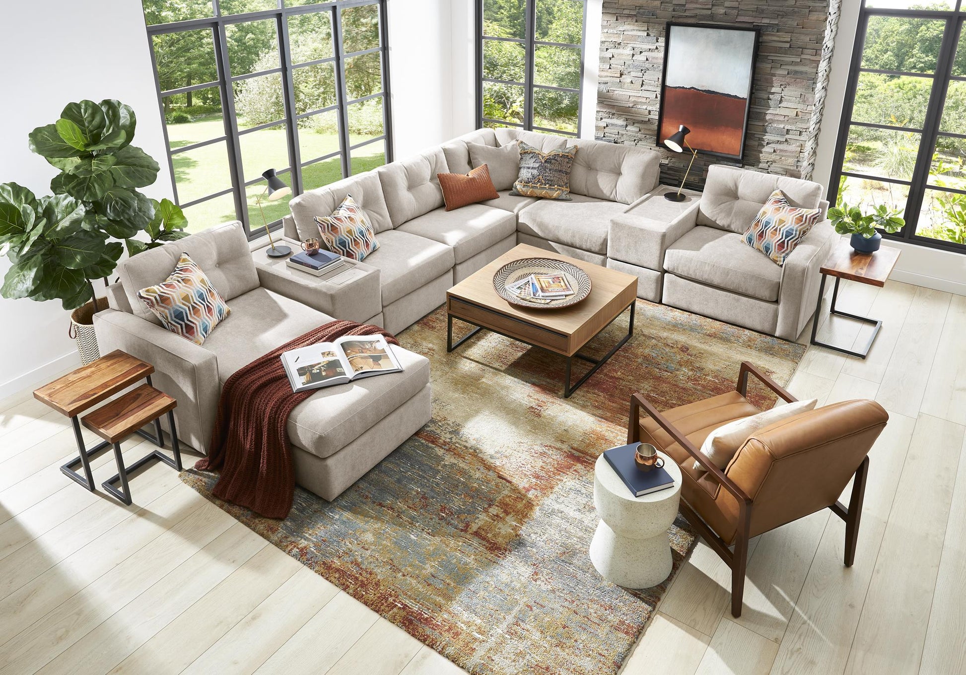 Modular Left Facing One 8-Piece Sectional - Stone