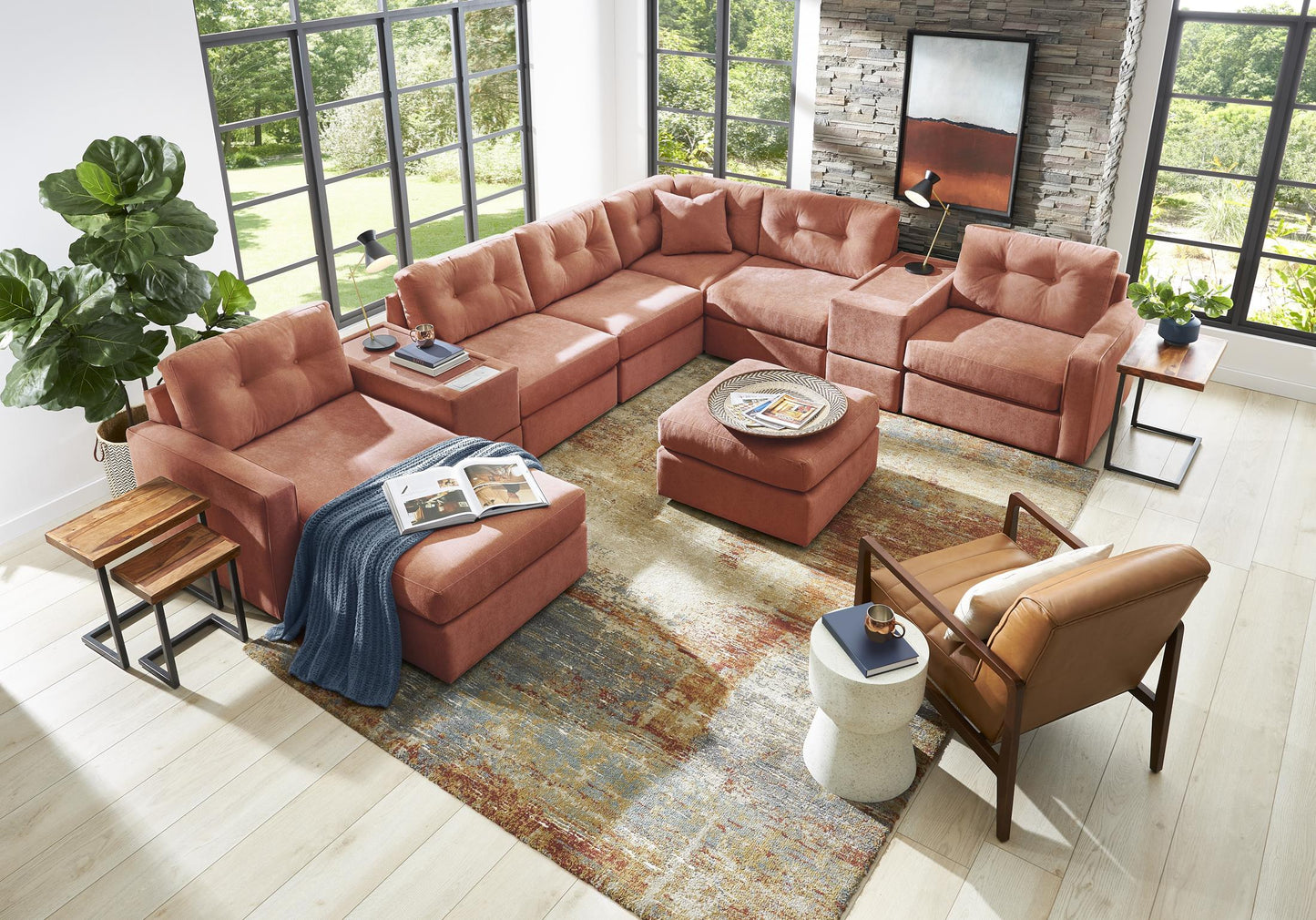 Modular One Left Facing 8-Piece Sectional - Cantaloupe