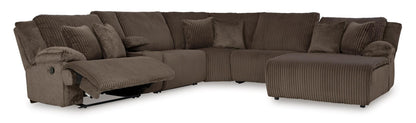 Top Tier Right Facing 6-Piece Reclining Console Sectional with Chaise