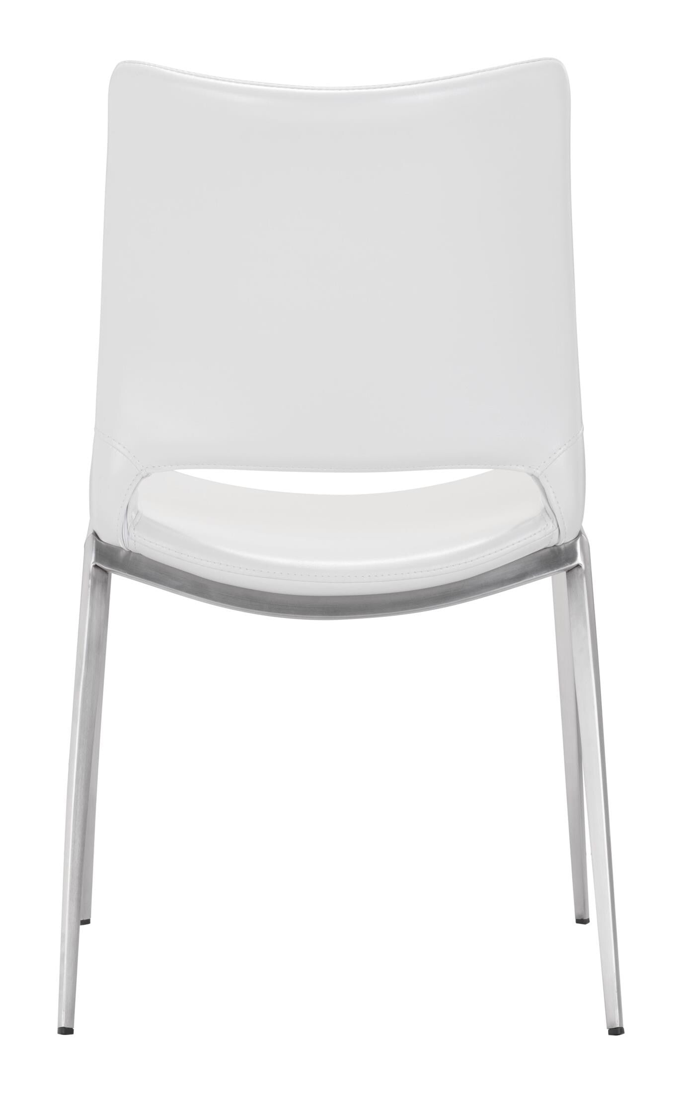 Ace Dining Chair (Set of 2) White & Silver