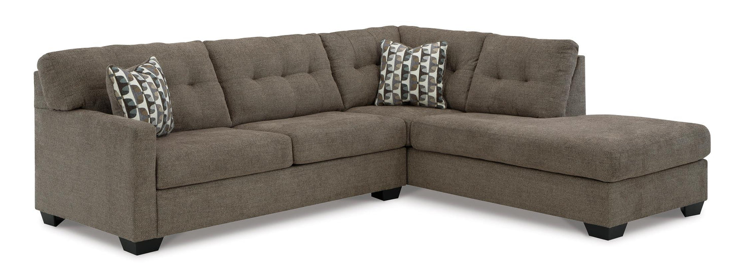 Mahoney 2-Piece Chocolate Sleeper Sectional with Chaise Right-Facing