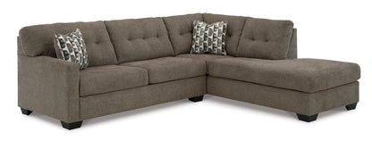 Mahoney 2-Piece Chocolate Sleeper Sectional with Chaise Right-Facing