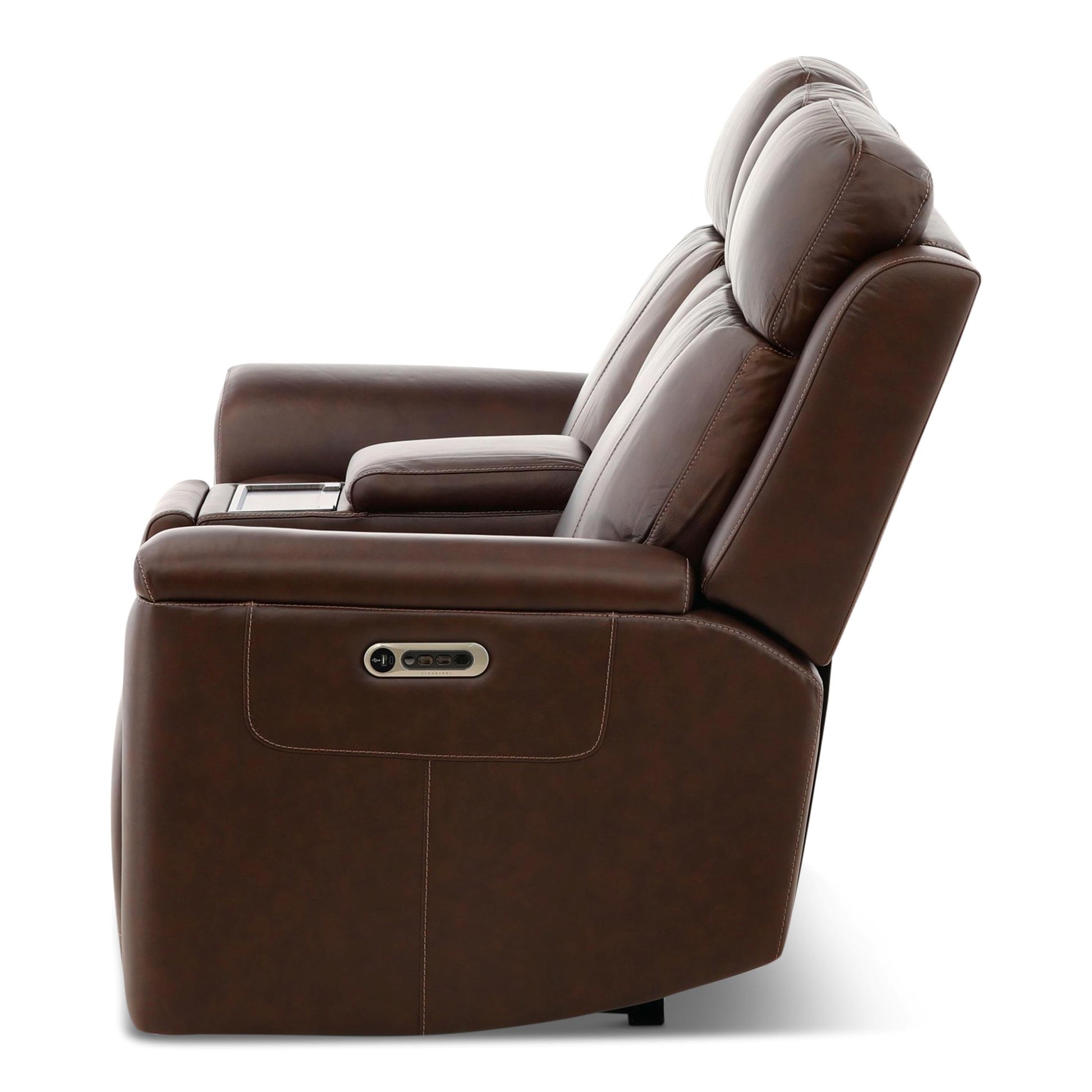 Adrian Leather Power Reclining Console Loveseat