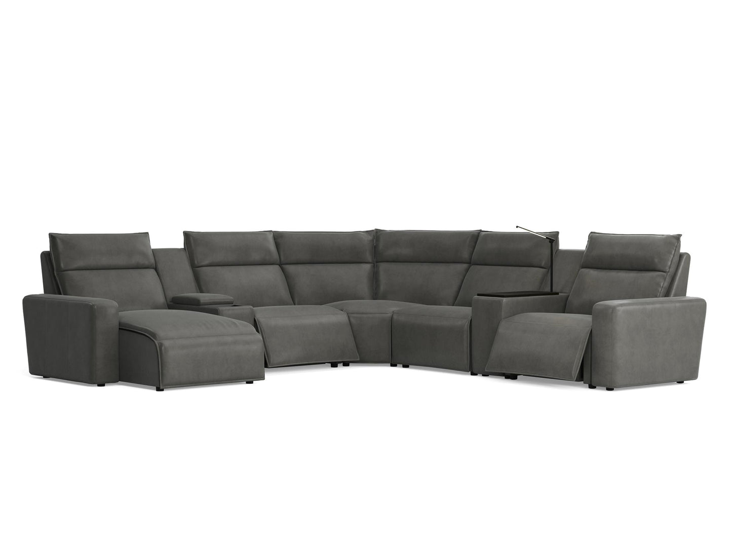 Modular Two 7-Piece Left Arm Facing Power Sectional with Chaise