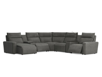 Modular Two 7-Piece Left Arm Facing Power Sectional with Chaise