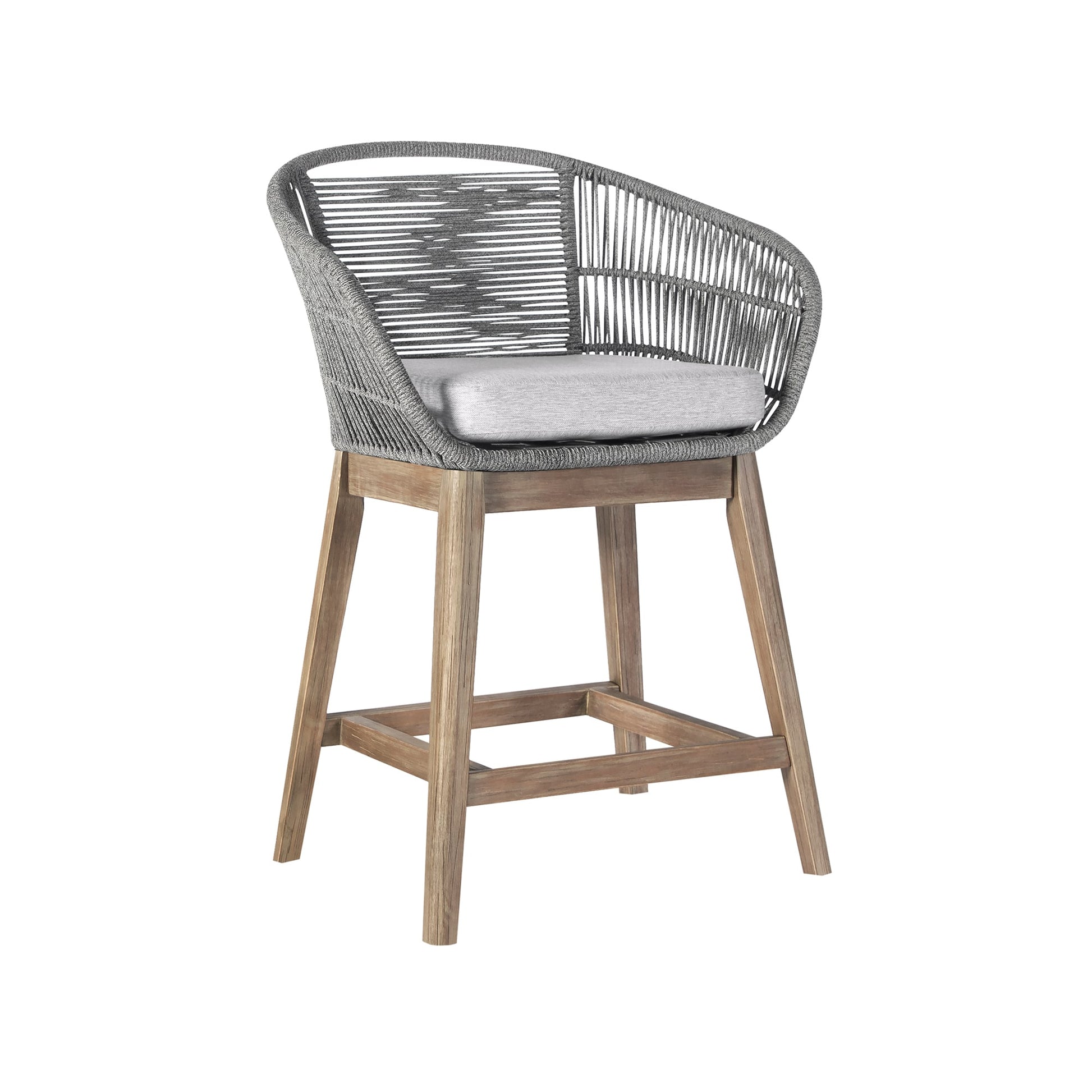 Tutti Frutti Indoor Outdoor Counter Height Bar Stool in Aged Teak Wood