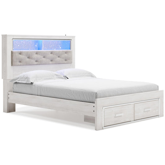 Altyra Queen Upholstered Bookcase Bed with Storage