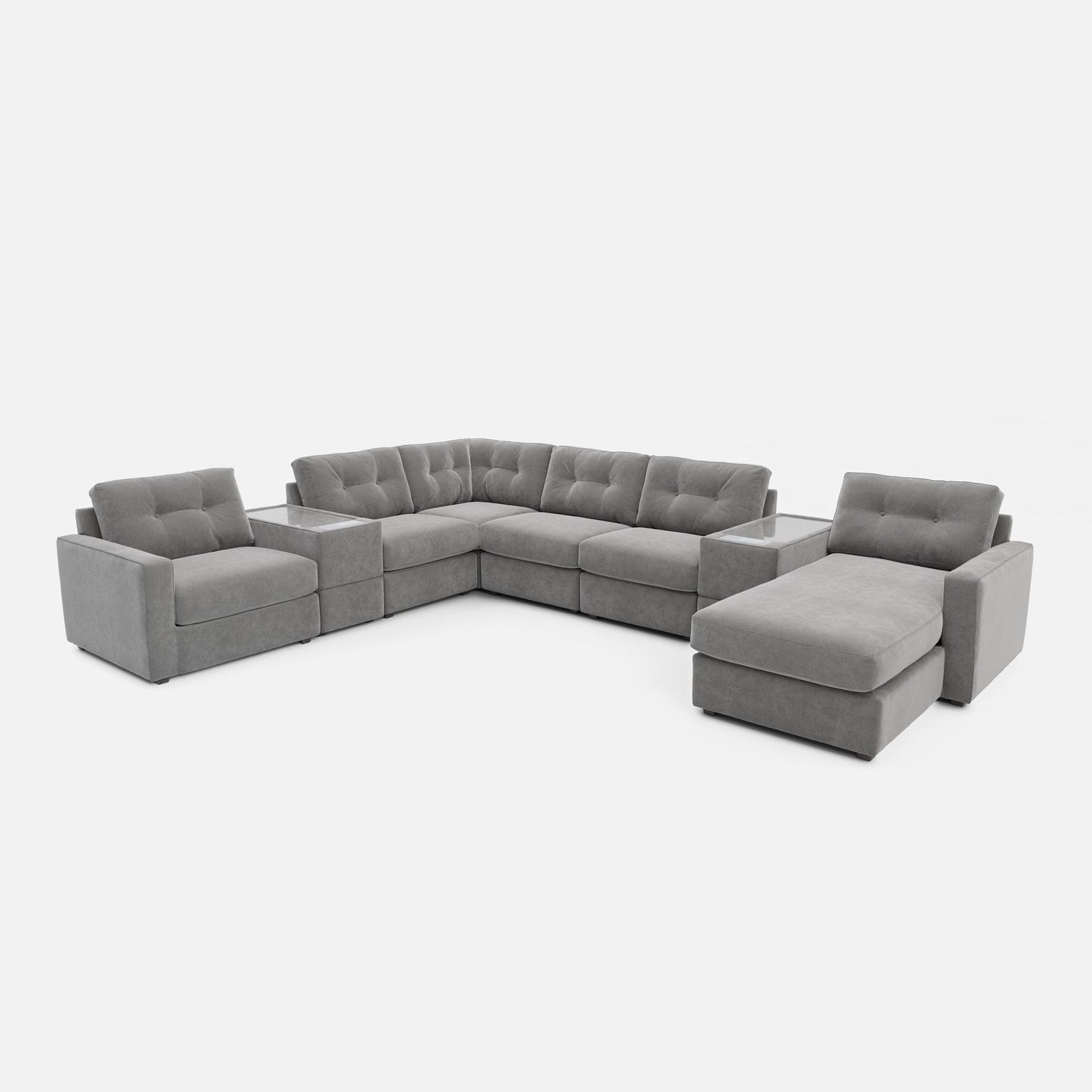 Modular One Right Facing Sectional with E-Console - Granite