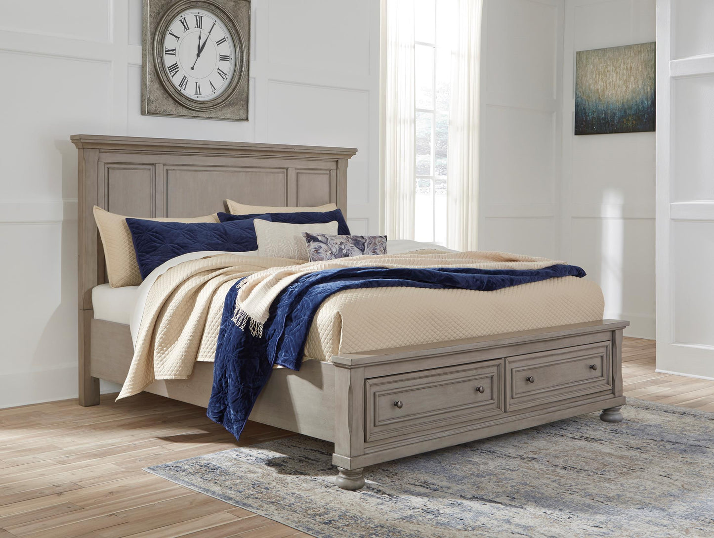 Lettner King Panel Bed with 2 Storage Drawers