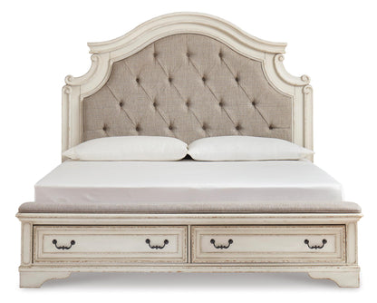 Realyn King Upholstered Panel Storage Bed