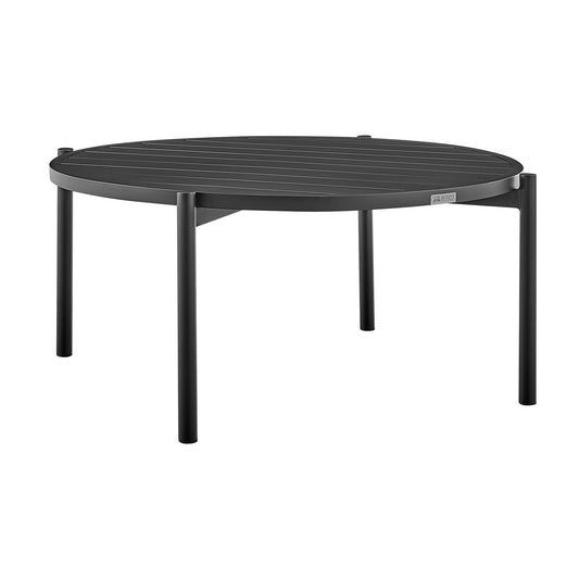 Tiffany Outdoor Patio Round Coffee Table in Black Aluminum