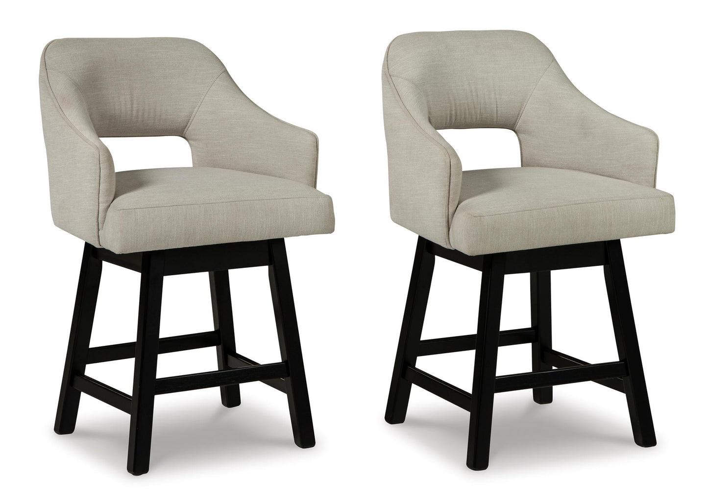 Tallenger Counter Height Upholstered Swivel Bar Stool (Set of 2) Linen