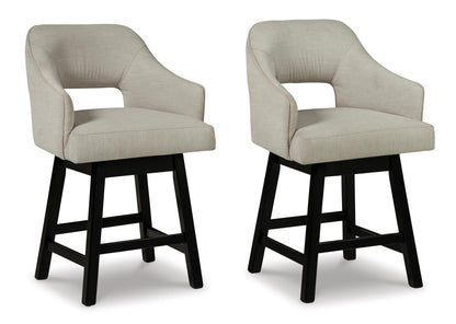 Tallenger Counter Height Upholstered Swivel Bar Stool (Set of 2) Linen