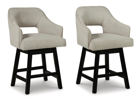 Tallenger Counter Height Upholstered Swivel Bar Stool (Set of 2) Linen