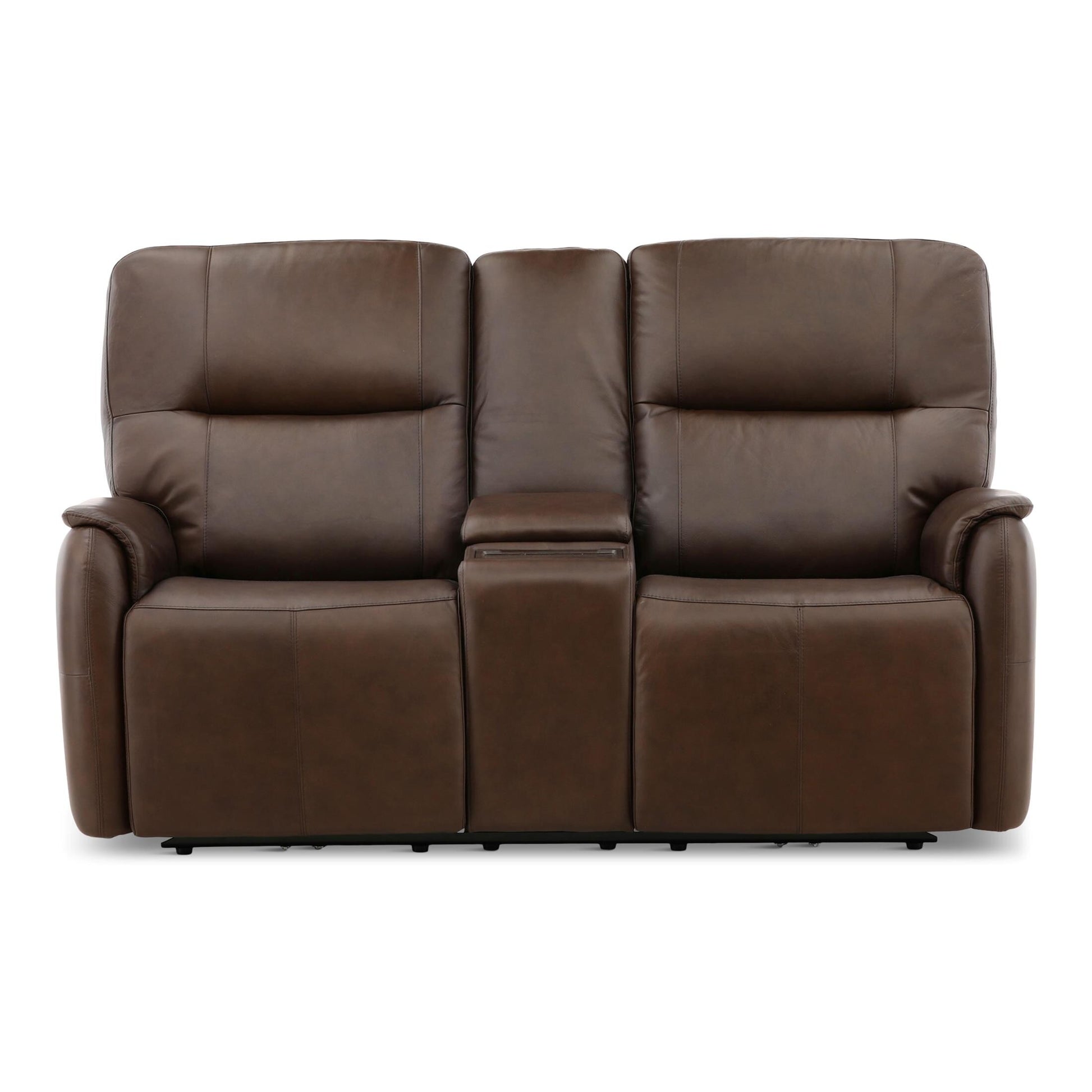 Walker Leather Power Reclining Console Loveseat