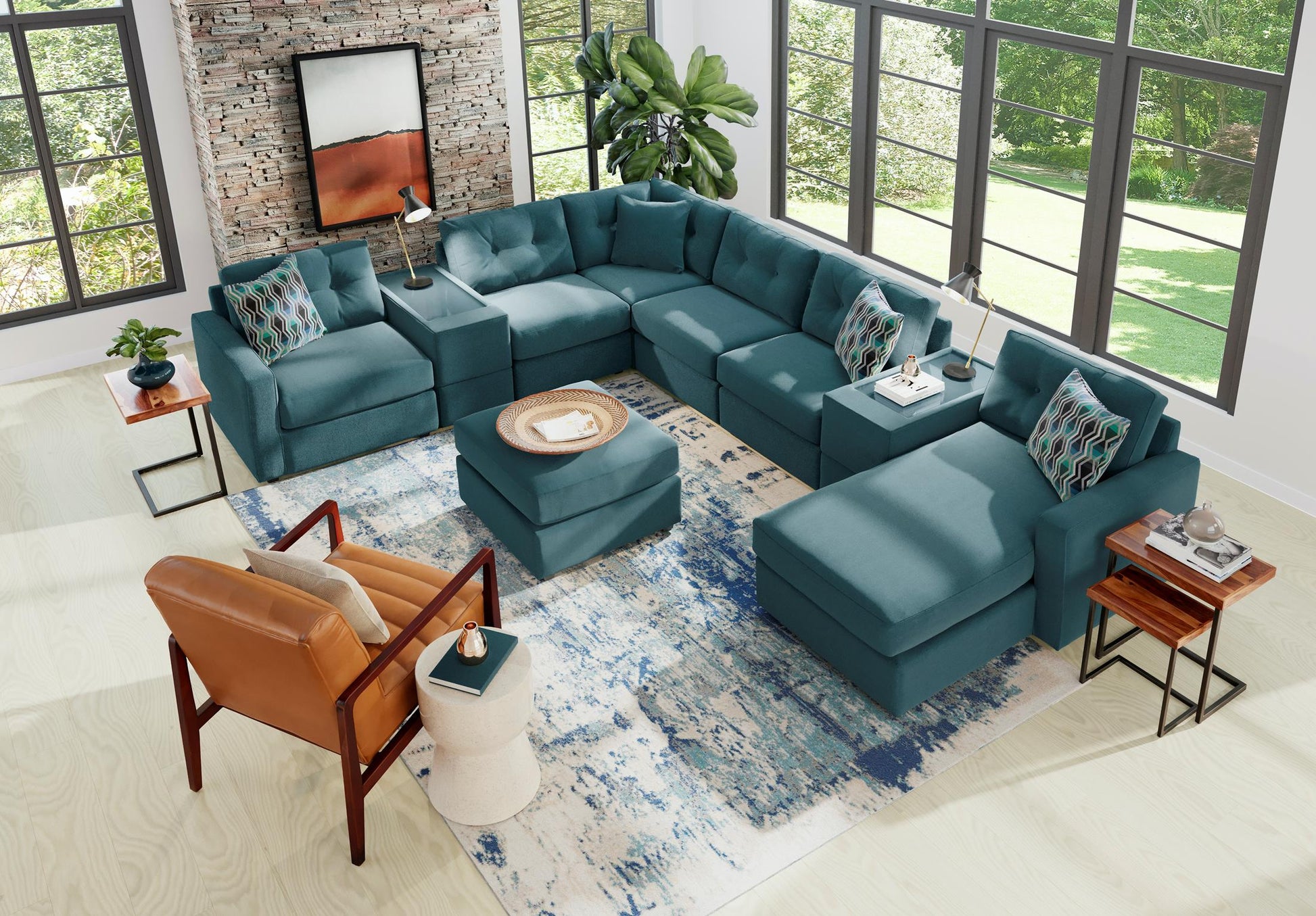 Modular One Right Facing 8-Piece Sectional - Teal