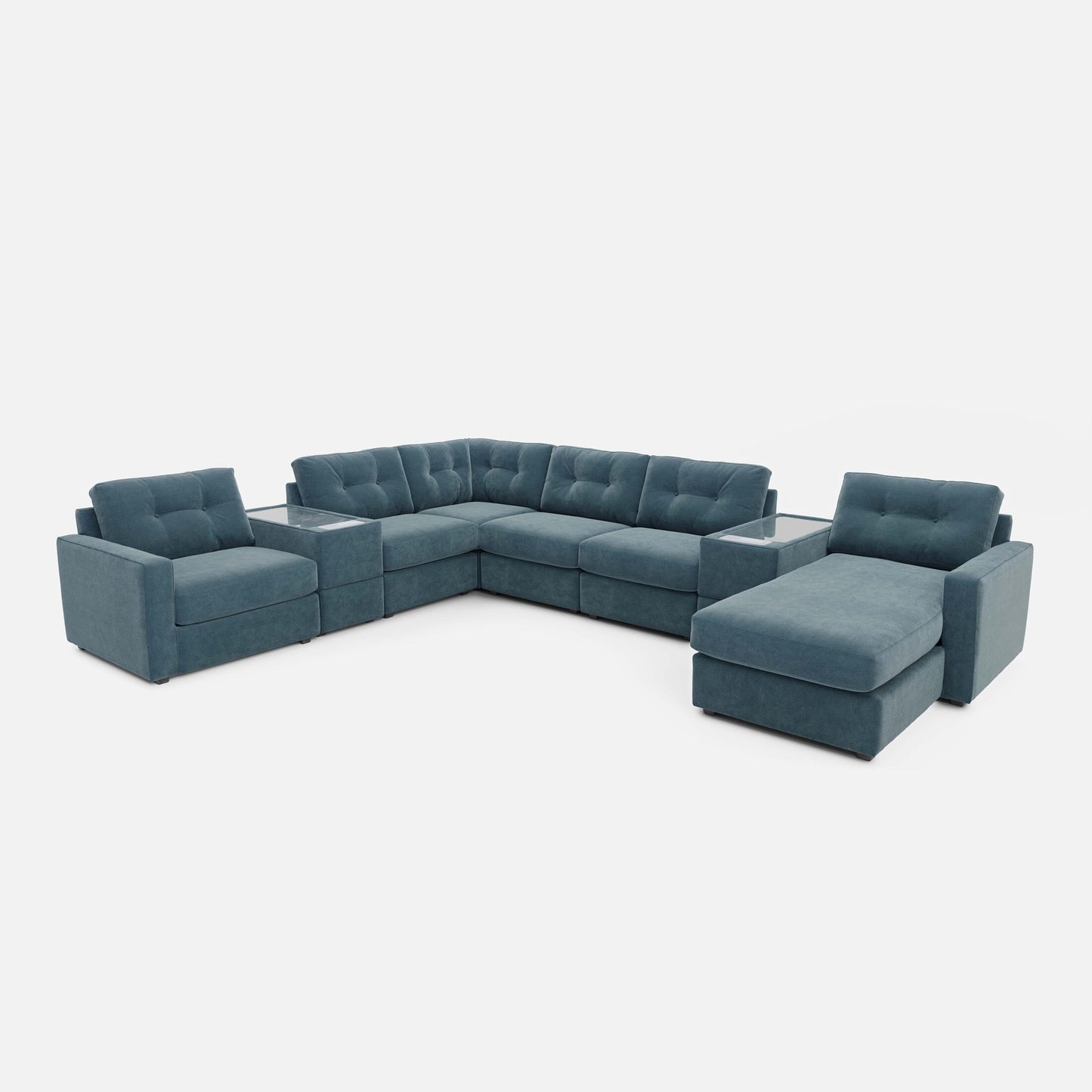 Modular One Right Facing 8-Piece Sectional with E-Console - Teal