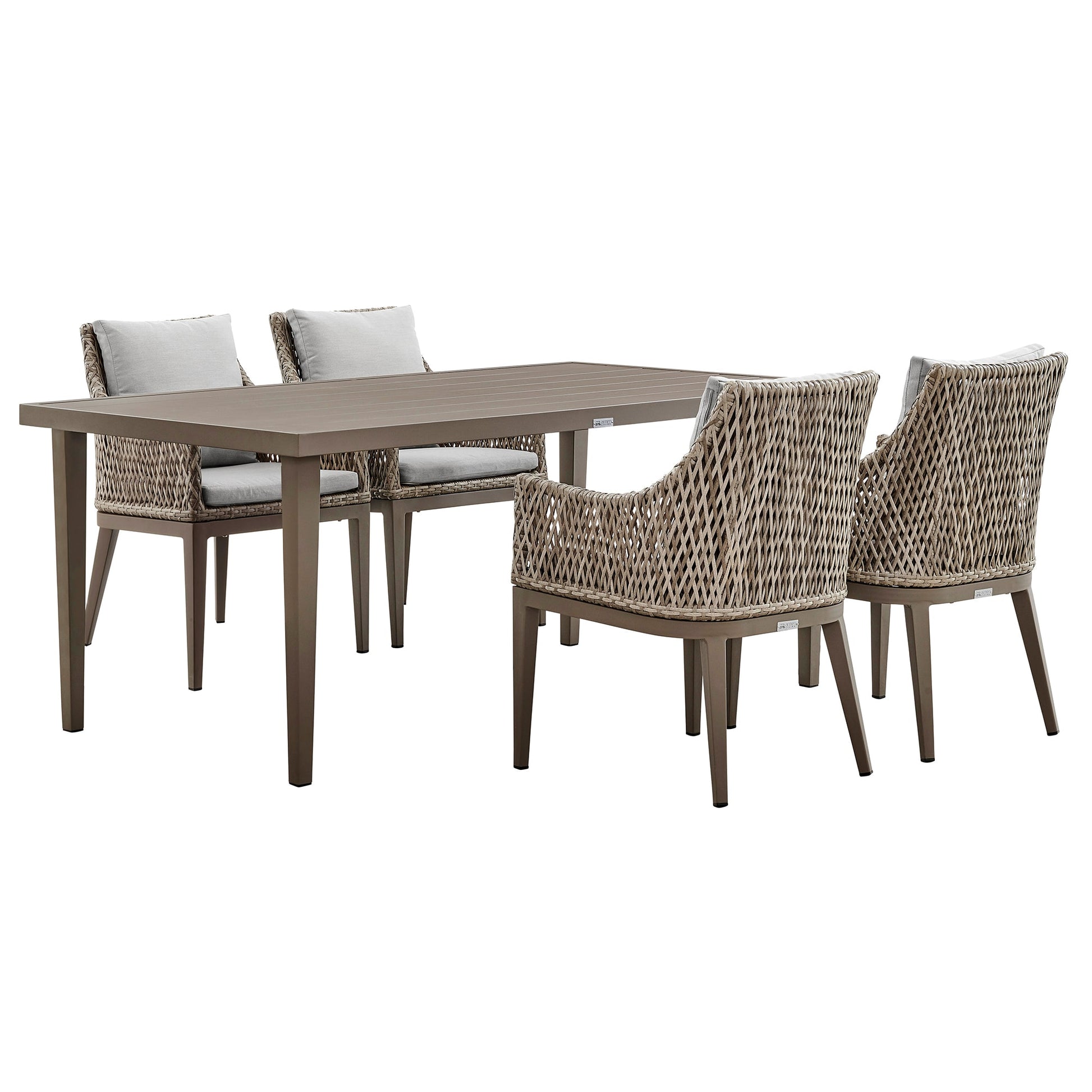 Silvana 5 Piece Gray Aluminum Outdoor Dining Set with Gray Fabric