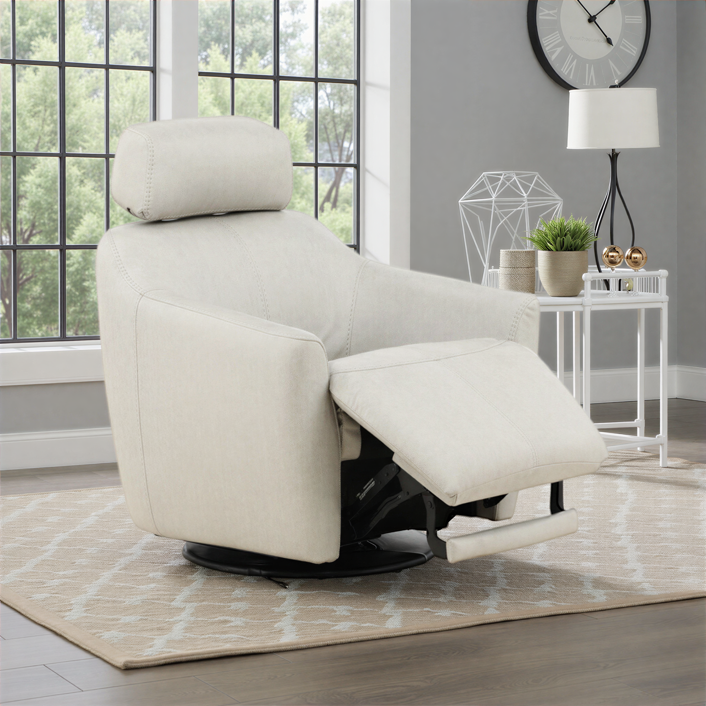 Walden Leather Power Swivel Recliner