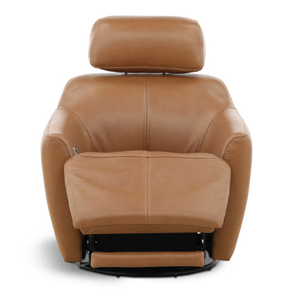 Walden Leather Power Swivel Recliner
