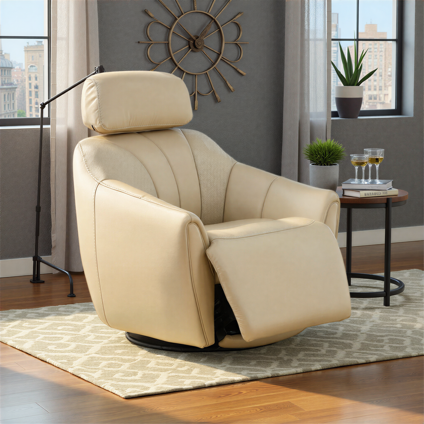 Warren Leather Swivel Power Recliner