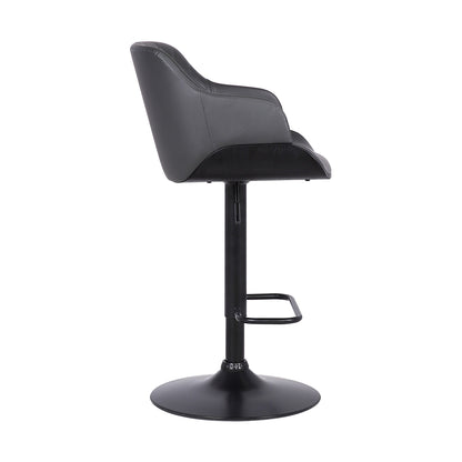 Toby Gray Faux Leather Adjustable Height Swivel Bar Stool