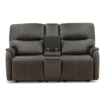 Walker Leather Power Reclining Console Loveseat