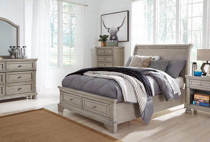 Lettner King Sleigh Bed with 2 Storage Drawers